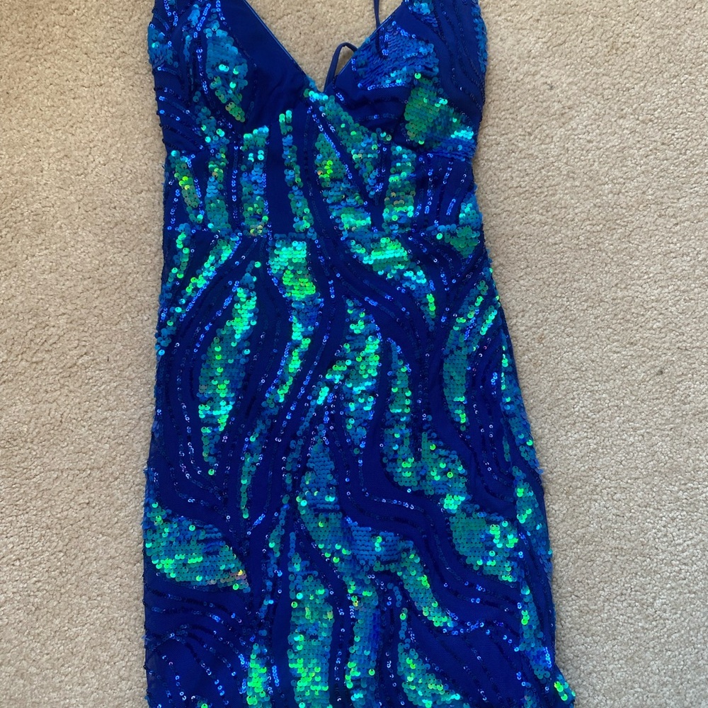 Windsor Royal Blue Sequin Homecoming Dress